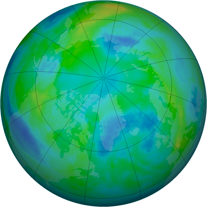 Arctic ozone map for 21 October 1991